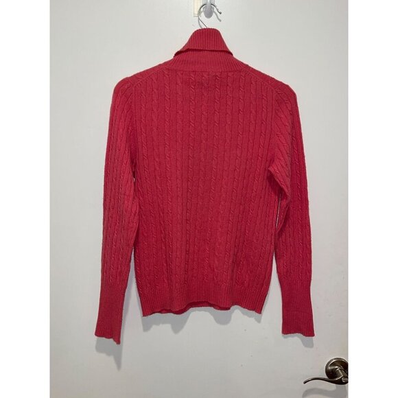 J.Crew Pink Cable Knit Wool Cashmere  Turtleneck Pullover Sweater Women's Size M - Picture 4 of 11